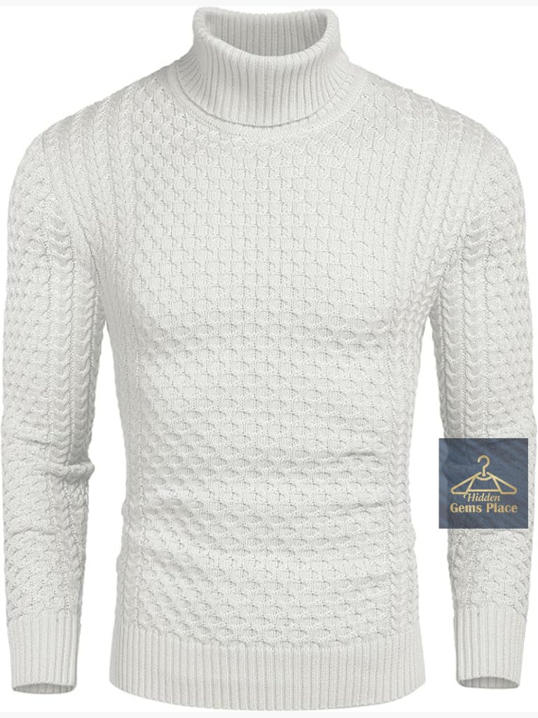 Slim Fit Turtleneck Sweater Casual Knitted Twisted Pullover Solid Sweaters